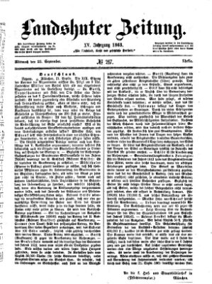 Landshuter Zeitung Mittwoch 23. September 1863