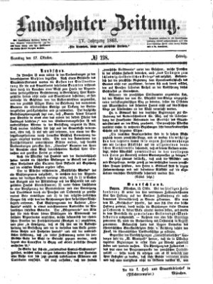 Landshuter Zeitung Samstag 17. Oktober 1863