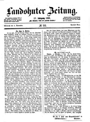 Landshuter Zeitung Mittwoch 4. November 1863