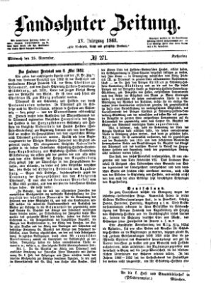 Landshuter Zeitung Mittwoch 25. November 1863