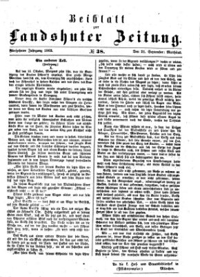 Landshuter Zeitung Montag 21. September 1863