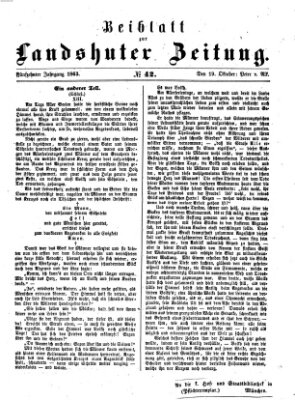 Landshuter Zeitung Montag 19. Oktober 1863