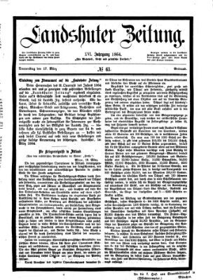 Landshuter Zeitung Donnerstag 17. März 1864