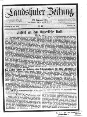 Landshuter Zeitung Mittwoch 30. März 1864