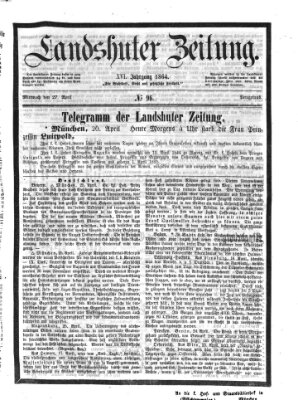 Landshuter Zeitung Mittwoch 27. April 1864