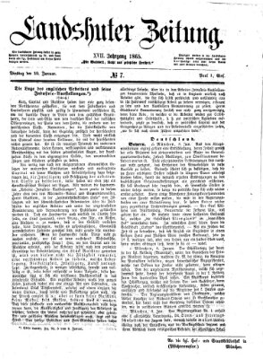 Landshuter Zeitung Dienstag 10. Januar 1865