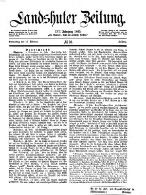 Landshuter Zeitung Donnerstag 16. Februar 1865