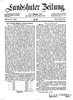 Landshuter Zeitung Mittwoch 1. März 1865