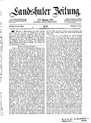 Landshuter Zeitung Mittwoch 22. März 1865