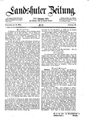 Landshuter Zeitung Donnerstag 30. März 1865