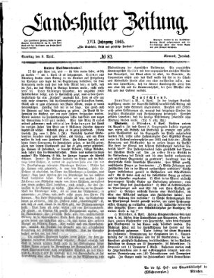 Landshuter Zeitung Samstag 8. April 1865