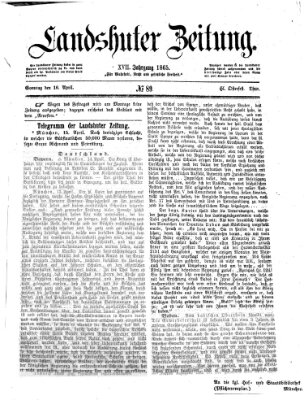 Landshuter Zeitung Sonntag 16. April 1865