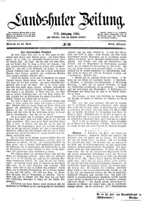 Landshuter Zeitung Mittwoch 26. April 1865