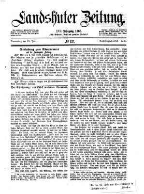 Landshuter Zeitung Donnerstag 15. Juni 1865