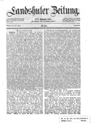 Landshuter Zeitung Dienstag 27. Juni 1865