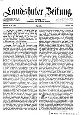 Landshuter Zeitung Mittwoch 5. Juli 1865