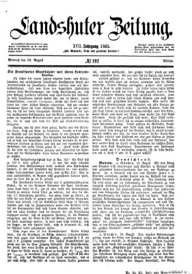 Landshuter Zeitung Mittwoch 23. August 1865