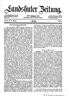 Landshuter Zeitung Sonntag 27. August 1865