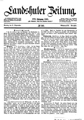 Landshuter Zeitung Sonntag 3. September 1865