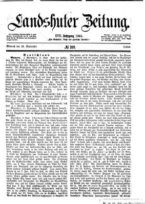 Landshuter Zeitung Mittwoch 13. September 1865