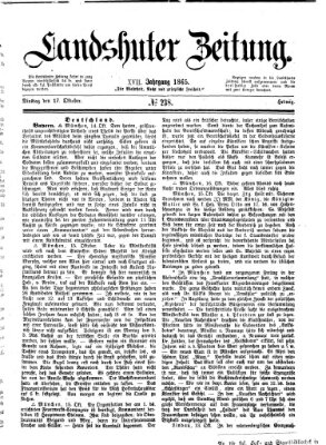 Landshuter Zeitung Dienstag 17. Oktober 1865