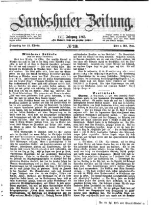 Landshuter Zeitung Donnerstag 19. Oktober 1865