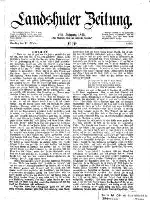 Landshuter Zeitung Samstag 21. Oktober 1865