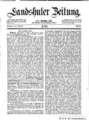 Landshuter Zeitung Dienstag 5. Dezember 1865