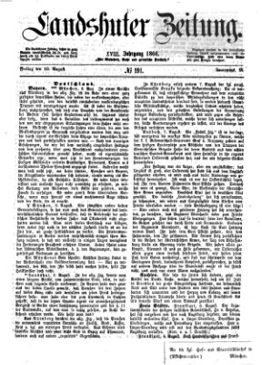 Landshuter Zeitung Freitag 10. August 1866