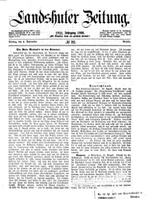 Landshuter Zeitung Dienstag 4. September 1866