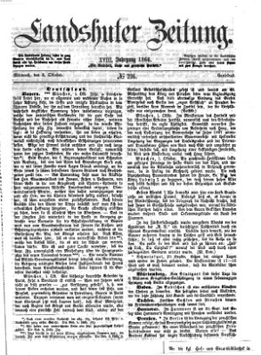 Landshuter Zeitung Mittwoch 3. Oktober 1866