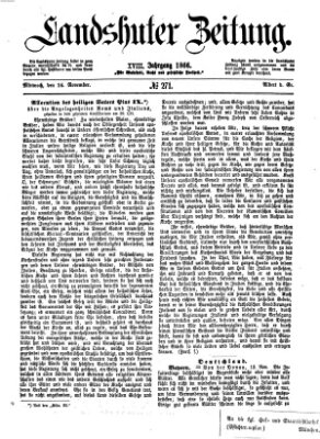 Landshuter Zeitung Mittwoch 14. November 1866