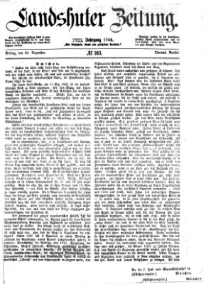 Landshuter Zeitung Freitag 21. Dezember 1866