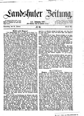 Landshuter Zeitung Donnerstag 31. Januar 1867