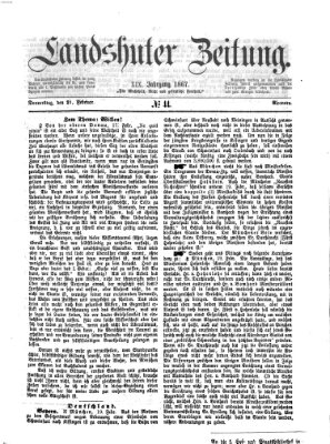 Landshuter Zeitung Donnerstag 21. Februar 1867