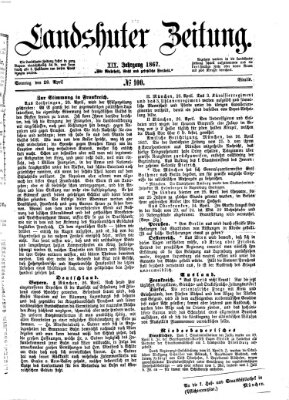 Landshuter Zeitung Sonntag 28. April 1867