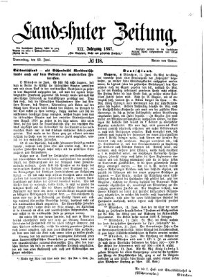 Landshuter Zeitung Donnerstag 13. Juni 1867