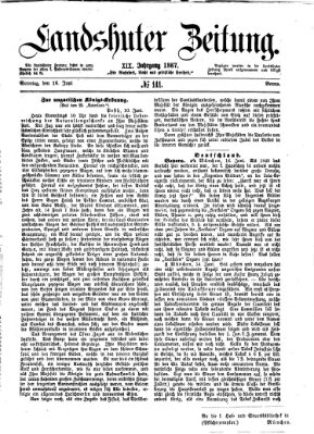 Landshuter Zeitung Sonntag 16. Juni 1867