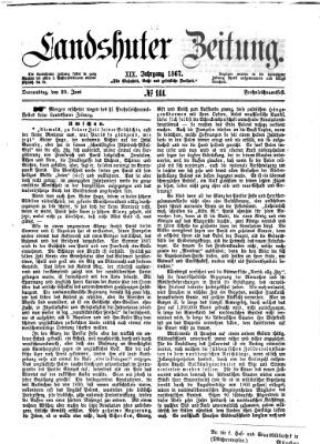 Landshuter Zeitung Donnerstag 20. Juni 1867