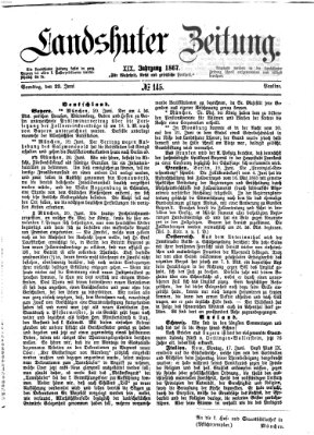 Landshuter Zeitung Samstag 22. Juni 1867