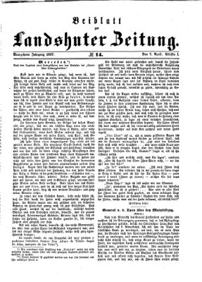 Landshuter Zeitung Sonntag 7. April 1867