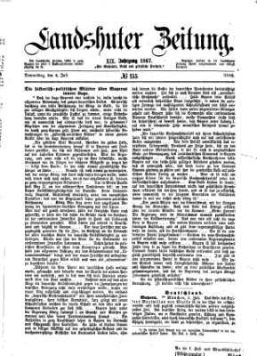 Landshuter Zeitung Donnerstag 4. Juli 1867