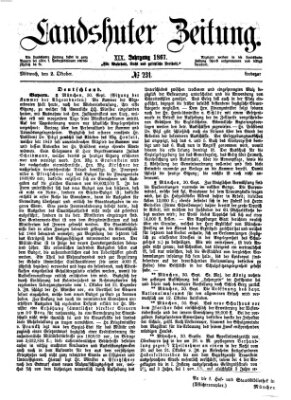 Landshuter Zeitung Mittwoch 2. Oktober 1867