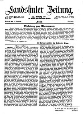 Landshuter Zeitung Mittwoch 18. Dezember 1867