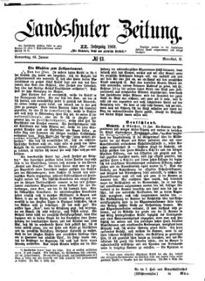 Landshuter Zeitung Donnerstag 16. Januar 1868