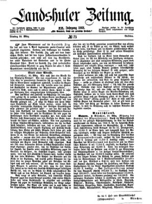 Landshuter Zeitung Dienstag 31. März 1868