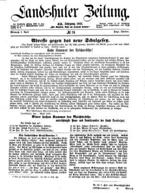 Landshuter Zeitung Mittwoch 1. April 1868