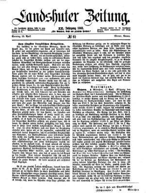 Landshuter Zeitung Sonntag 19. April 1868