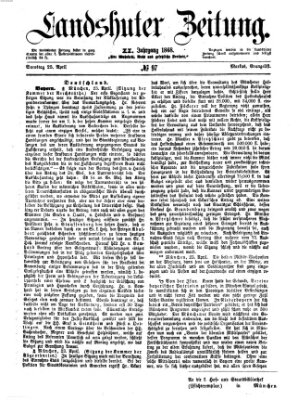 Landshuter Zeitung Samstag 25. April 1868