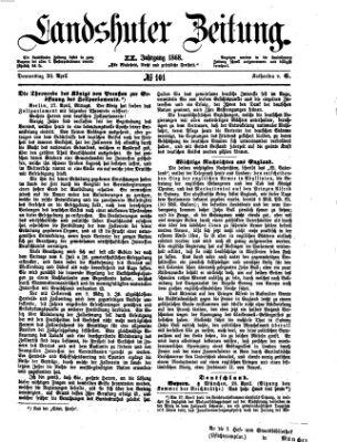 Landshuter Zeitung Donnerstag 30. April 1868